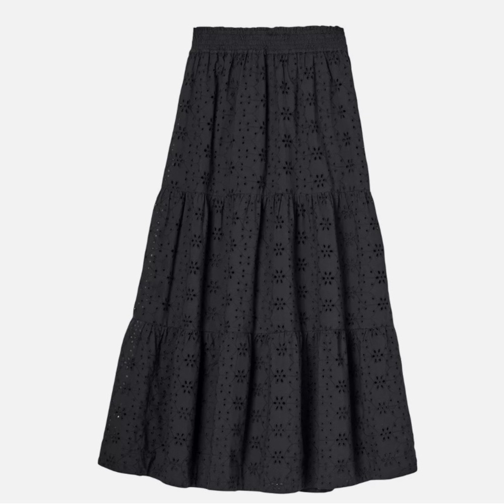 Stunning boho black eyelet skirt.